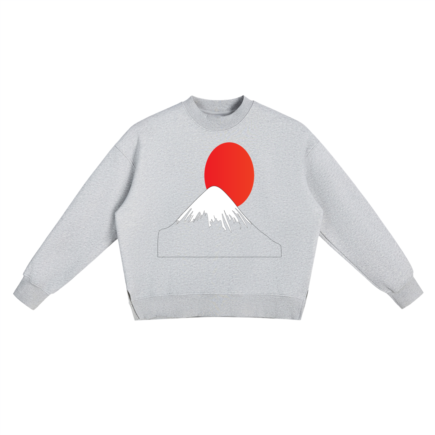 Mt Fuji Fleece Side Slit Crewneck Sweatshirt