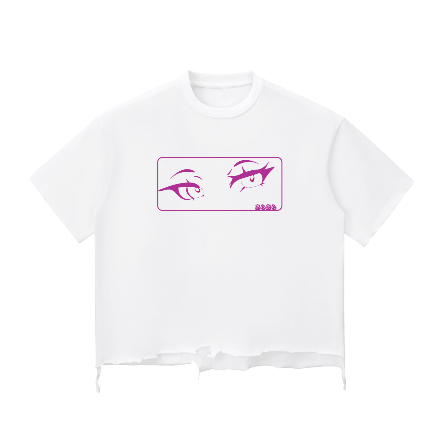 Anime Eyes Snow Wash Raw-Hem Boxy T-shirt