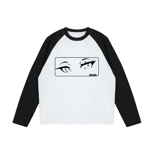 Anime eyes - Color-Blocked Raglan Long-Sleeve T-Shirt