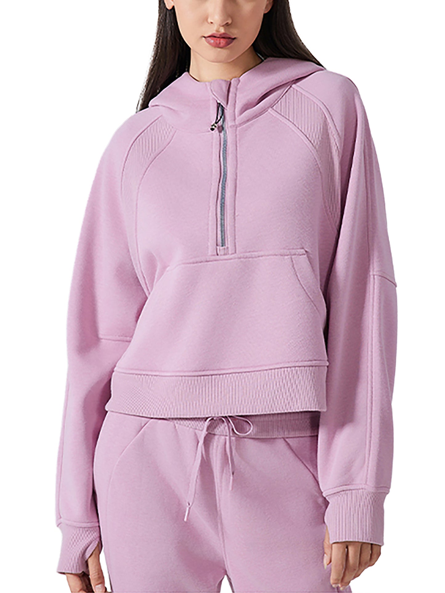 Anime eyes - Cropped Half-Zip Hoodie