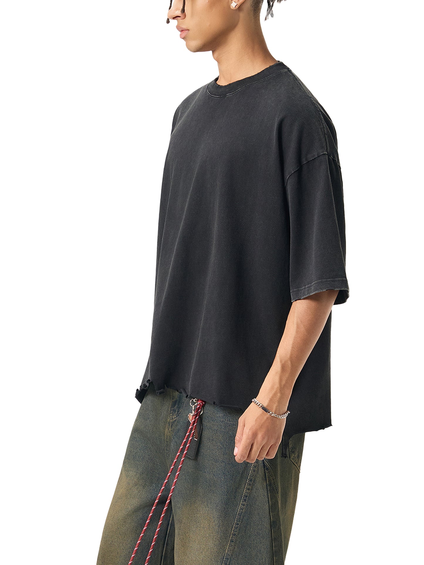 Anime Eyes Snow Wash Raw-Hem Boxy T-shirt